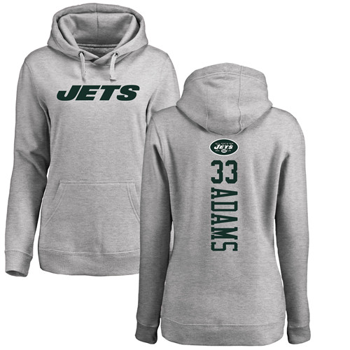 New York Jets Ash Women Jamal Adams Backer NFL Football #33 Pullover Hoodie Sweatshirts->new york jets->NFL Jersey
